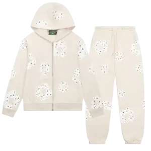 Rhinestone Cotton Wreath Tracksuit Oatmeal