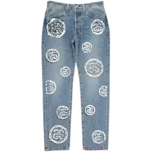 Denim Tears Rhinestone Jeans White