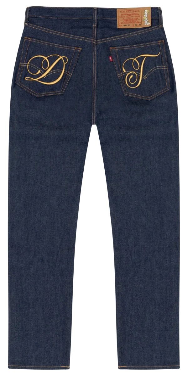 Denim DT Metallic Gold Script 501 Selvedge'